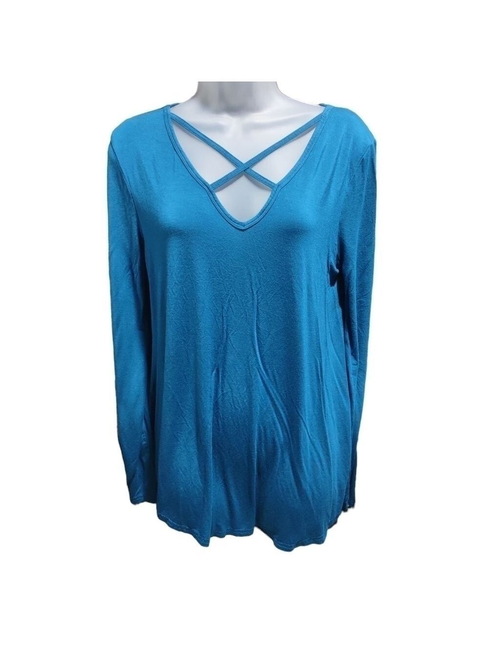 Piko 1988 Blue Cross Neck Long Sleeve Top Medium